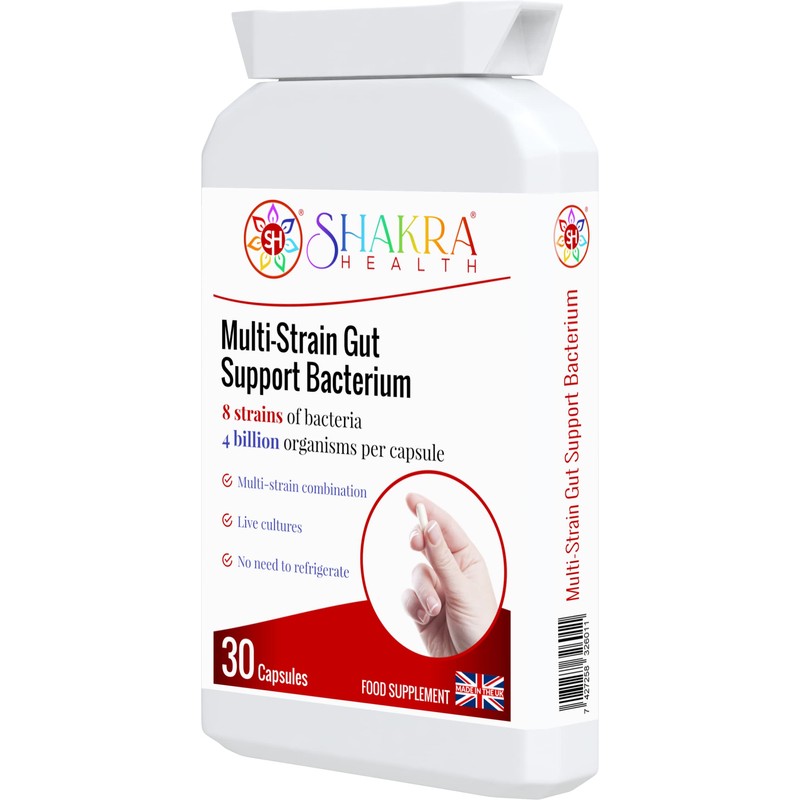 Multi-Strain Gut Support Bacterium (30 Capsules) Soothes & Supports Gut,