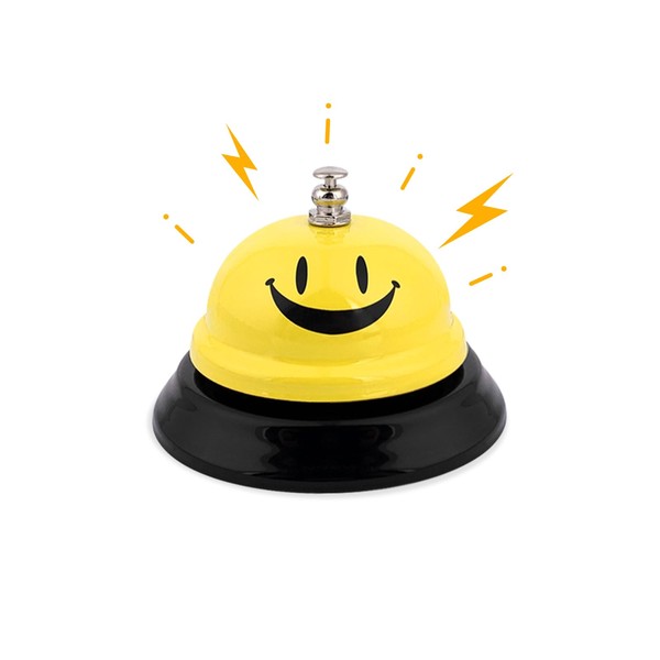 Stainless Steel Table Bell, Yellow Smile Metal Service Bell with