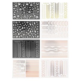 DOACT Pegatinas para Uñas de Línea Francesa, Pegatinas para Uñas Autoadhesivas Brillantes, Pegatinas Decorativas para Uñas con Diseño Artístico, Calcomanías para Uñas, Calcomanías para
