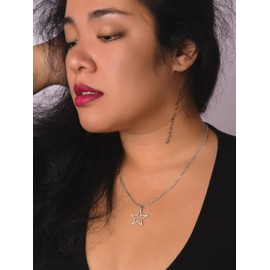 Sacina Grunge Y2k Aesthetic Silver Star Necklace, Star Necklace Y2k, Y2k Necklace, Grunge Necklace, Star Necklace for Women, Christmas Jewelry Gift for Women