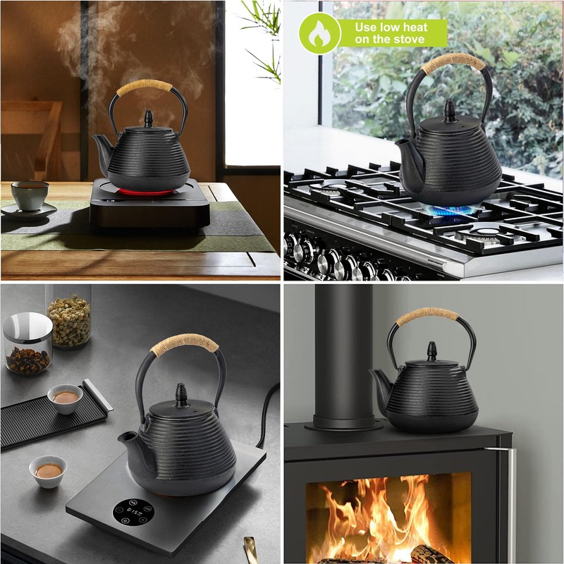 suyika Japanese Tetsubin Tea Kettle Cast Iron Teapot with Stainless