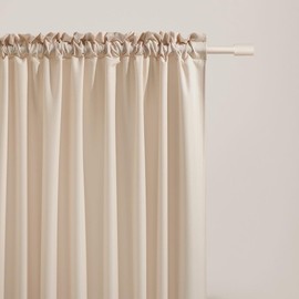 ROOM99 Aura Curtain with Ruffle Tape, 140 x 280 cm, Width x Height Blackout Sliding Curtains, Decorative Modern Curtain for Living Room, Bedroom, Cream, Pack of 1