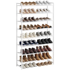 Nunsino Shoe Rack for Closet, Metal Shoe Organizer, 8 Tier Garage Shoe Rack Max Holds 40 Pairs,Shoe Storage Shelf,Entryway, White