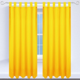 Bestgoodies Curtain with Loops 140 x 225 cm (Width x Length) in Yellow, Opaque Curtain, Loop Curtain in Many Variations