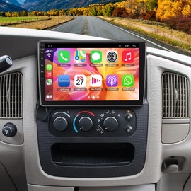 4+64G Car Radio for Jeep Wrangler-2003 2004 2005 2006, for Dodge RAM 1500/2500/3500-2002 2003 2004 2005, 9 Inch Car Stereo Built-in Carplay Android Auto,GPS Navigation, Back-up Camera, Bluetooth