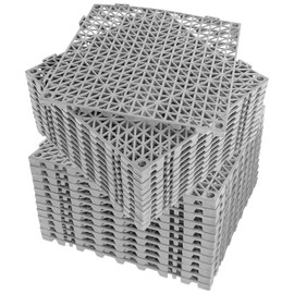 Garage Floor Tiles, 12 Pack Rubber Drainage Mat Interlocking Shower Floor Tiles Shed Basement Flooring (Grey)