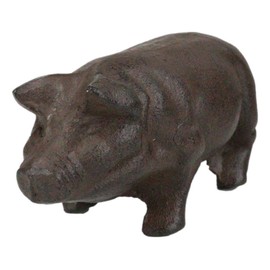 Ebros Gift Cast Iron Country Farmhouse Porky Swine Pig Decorative Collectible Sculpture Heirloom Vintage Rustic Paperweight 5.75" Long Hog Heavens Animal Farm Pigs Office Or Home Desk Figurine
