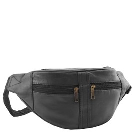 Real Leather Waist Bum Bag Travel Money Pouch Hip Bag Pouch Passport Holder Adjustable Belt HLG102 Black