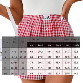 Laminbe Womens Pajama Shorts Y2k Gingham Boxer Shorts Cotton Plaid Comfy Lounge Sleepwear Bottoms M Coffee White