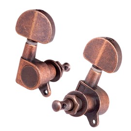 Closed Gear Guitar Tuning Machines 6-Pack (3L+3R) - Premium Chrome Zinc Alloy Tuners & Keys, Replacement Upgrade Kit Compatible with Acoustic Electric Guitars with Tools (Red copper)