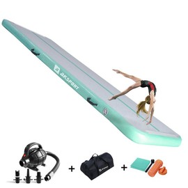 AKSPORT Gymnastics Air Mat Tumble Track Tumbling Mat Inflatable Floor Mats with Air Pump-Classic Collection - Color: Mint Green, Size: 6.56ft x 3.3ft x 4inch