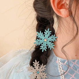8PCS Snowflake Hair Clip Blue White Christmas Hair Accessories for Women Xmas Bow, Creative Elegant Rhinestone Ice Snow Princess Hair Clip Snowflake Hairpin Headwear Accessories for Baby Child
