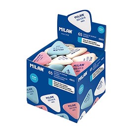 MILAN Box 65 Small Triangular Erasers 4865 Assorted Colours