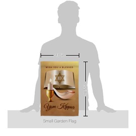 Ornament Collection Yom Kipper Blessed Garden Flag Set with Stand Religious Kippur The Day of Atonement in Judaism Repentance Prayer House Decoration Banner Small Yard Gift Double-Sided, Made in USA