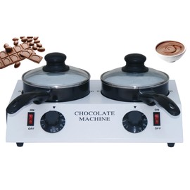 WYDDDARY Commercial Chocolate Melting Pot Chocolate Melter Fondue Pot Chocolate Tempering Melting 110V 80W for Chocolate, Cheese, Butter, Candy, Cream, Milk, Desserts (Double Pots)