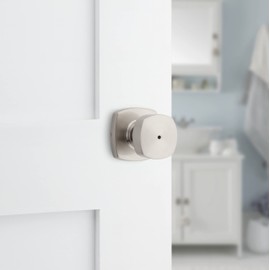 Weiser Prague Satin Nickel Door Knob, Interior Door Handles/Privacy Knobs for Bedroom and Bathroom Doors, Keyless Bathroom/Bedroom Door Lock, Modern Home Décor