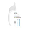Munsesi Universal Inline Window Handle, Lockable, Ambidextrous, Multi-Spindle, White with