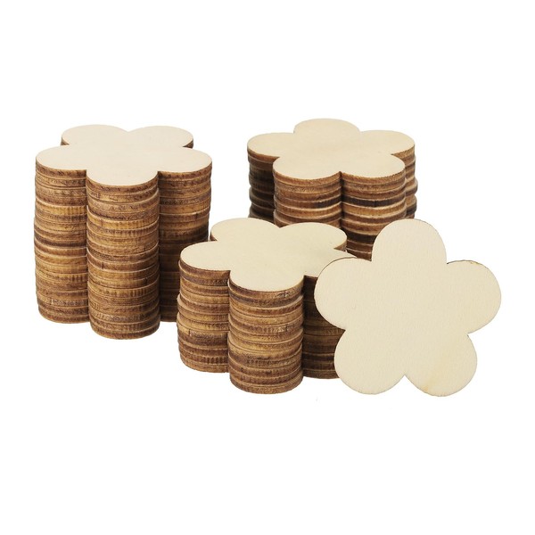 PATIKIL 50mm Wooden Flowers, 50 Pack Unfinished Wood Flowers Blank
