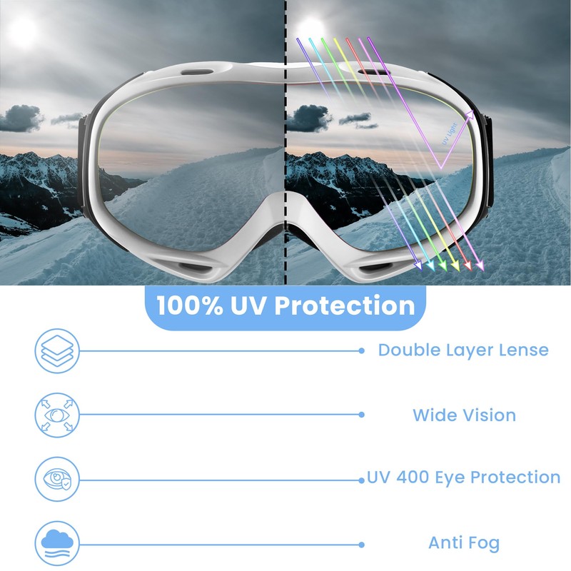 JRZHX Premium Ski Goggles for Men & Women, Anti-Fog Snowboarding