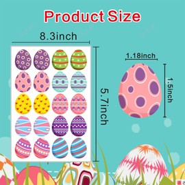 200 Pcs Easter Stickers, Easter Eggs Stickers Easter Stickers Bulk Happy Easter Sticker Easter Egg Stickers for Kids Easter Stickers for Cards Easter Egg Round Stickers