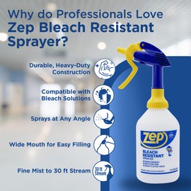Zep New Bleach Resistant Professional Sprayer 2.0 Bottle 32 Ounces - 30 Foot Spray, Adjustable Nozzle