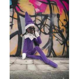 Snoop on a Stoop Rapper Elf Christmas Decoration, Handmade Hip Hop Ornament Plush for Holiday Home Garden Party Decor (Purple)