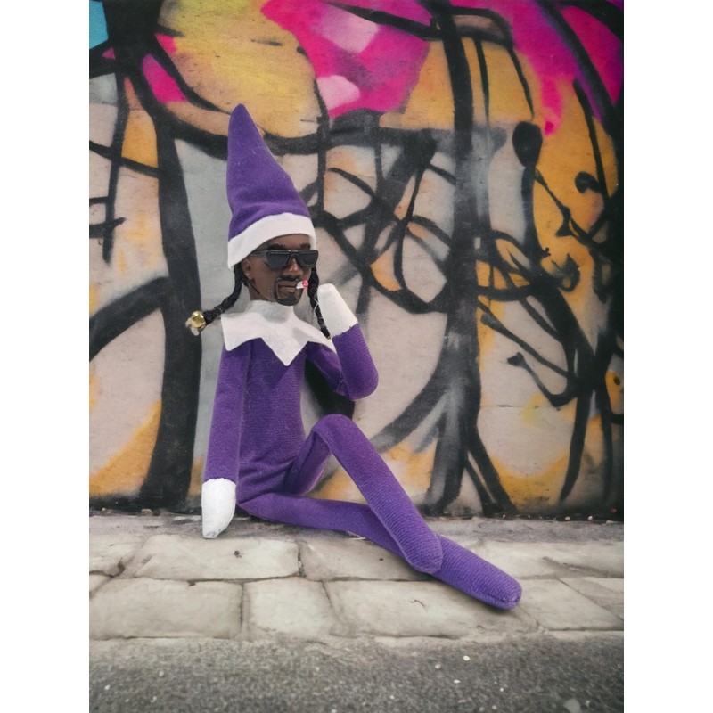 Snoop on a Stoop Rapper Elf Christmas Decoration, Handmade Hip