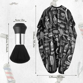 Abeillo Barber Cape and Neck Duster Brush - Haircut Cape Beauty Salon Barber Brush and Hair Cutting Bib Dye Cape Styling Makeup Cape for Hair Treatment Haircut Dyeing (Black&White)