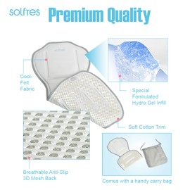 Solfres Hydro Gel - Alfombrilla para asiento de coche para bebé. No necesita refrigeración. Cojín de refrigeración para asiento de coche y carriola con respaldo antideslizante de malla 3D