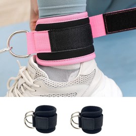 Adjustable Ankle Strap with Double D-Rings and Neoprene Support Ankle Straps for Cable Machines for Kickbacks, Workouts, Leg Extensions, Curls, and Hip Abductors for Men and Women (Black, Pair)