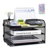 SAYEEC 3 Tier Paper Organizer Letter Tray with Handle Black