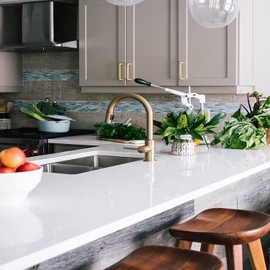 TANONE Countertop Contact Paper White Wallpaper Self Adhesive Vinyl Wrap Thickened Decorative Paper Waterproof for Wallcovering Kitchen Cabinets Wardrobe Furniture Iridescent Glitter (15.7“ x 78.7”)