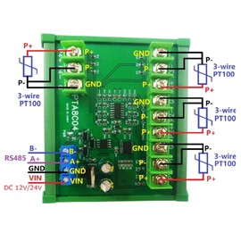 Temperature Sensor Module for PT100 3-Wire 2-Wire Sensors Temperature Sensor PT100 RTD RS485 with Guide Rail Housing Constant Temperature Control Weather Forecast Monitoring (A220 DC12V)