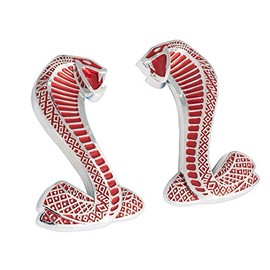 2-3/4" Chrome & Red Cobra Snake Fender Emblems for 1994-2004 Mustang Cobra