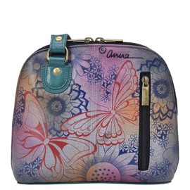 Anna by Anuschka Women's Leather Small Zip-Around Handbag, Multi Compartment Organizer, Butterfly Paradise