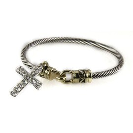 4030655 Rope Bangle Bracelet with Cross Charm Christian Faith Religious Jewelry