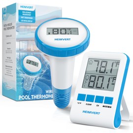 HEIMVERT Wireless Pool Thermometer, Floating Digital Thermometer with Easy-to-Read Display, IPX8 Waterproof for Hot Tubs, Swimming Pools, Aquariums, and Ponds (Mint Blue, 1 Pack)