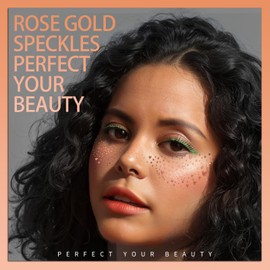 Teenitor 6 PCS Rose Gold Face Glitter Freckles Face Tattoo, Face Glitter Sparkle Freckles, Sweatproof Waterproof Fake Freckles