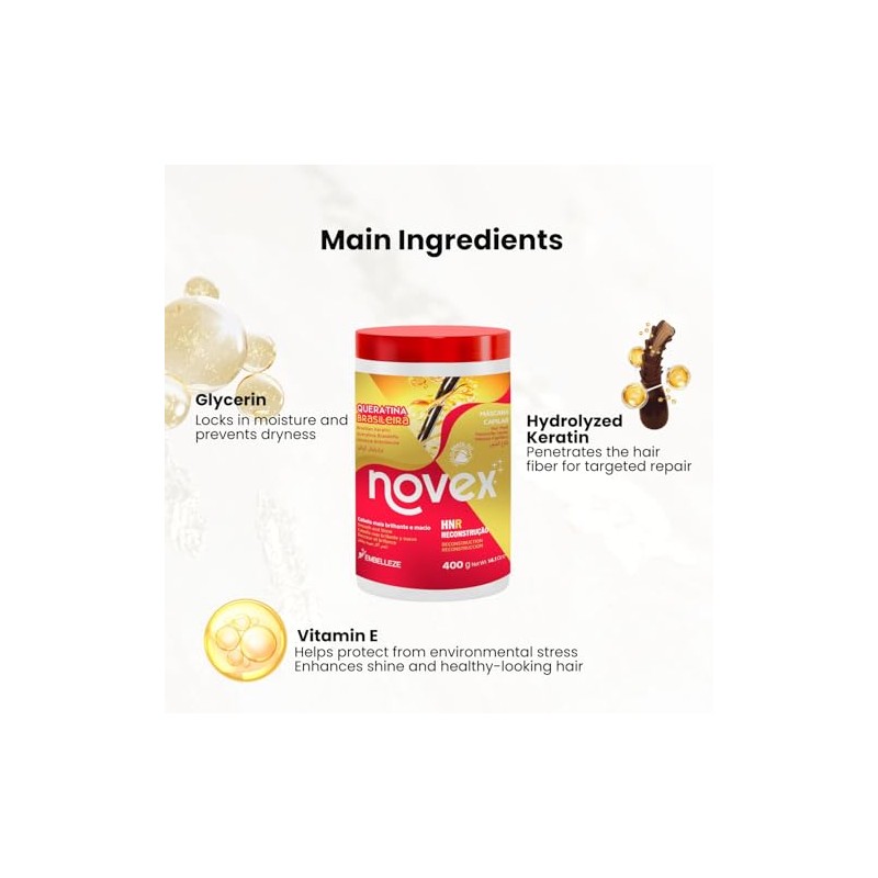 NOVEX Brazilian Keratin Hair Mask, 14 Oz - Reconstructive Keratin,