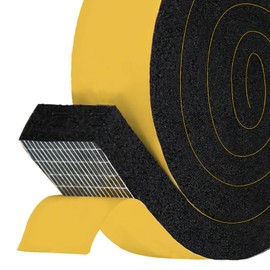 High Density Foam Tape Air Conditioner Window Seal, 2x1 Inch Thick Foam Stripe with Adhesive for Window AC Insulation, Weather Stripping for Doors and Windows Insulation, AC Foam Tape, Black