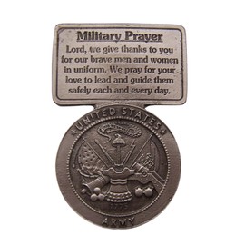 Army Pewter Prayer Clip, Visor or Money Holder, Faith & Service Gift, 2.5 Inches