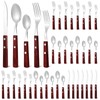 40 Pcs Wooden Handle Silverware Cutlery Set Walnut Handle 18/8