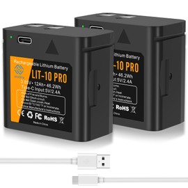 anegine LIT-10 Pro Rechargeable Lithium Battery 12000mAh for Hunting Camera Link-Micro, Cell-Link 10, LM2, Link-Micro-S-LTE, Cell-Link Cellular Trail Cameras with Charging Power Cable (2-Pack)