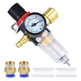 Antesen 1/4" Air Filter Regulator Compressor Pressure Peducer Compressed Air Regulator Air Filter Regulator with Water Separator and Quick Couplings for Compressor Filter