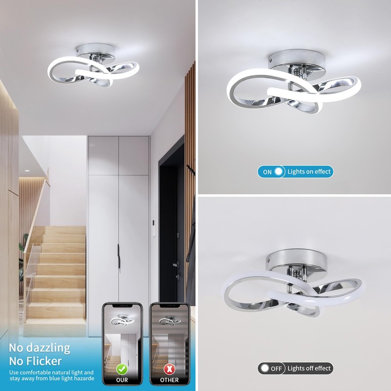 Toolight Ceiling Light LED Silver, 3000 K, 25 cm
