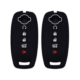 Autobase Silicone Key Fob Cover for 2023 2024 2025 Nissan Rogue Pathfinder Sentra | Rubber Remote Key Fob Protector Case with 5 Buttons - Black - 2 Pcs