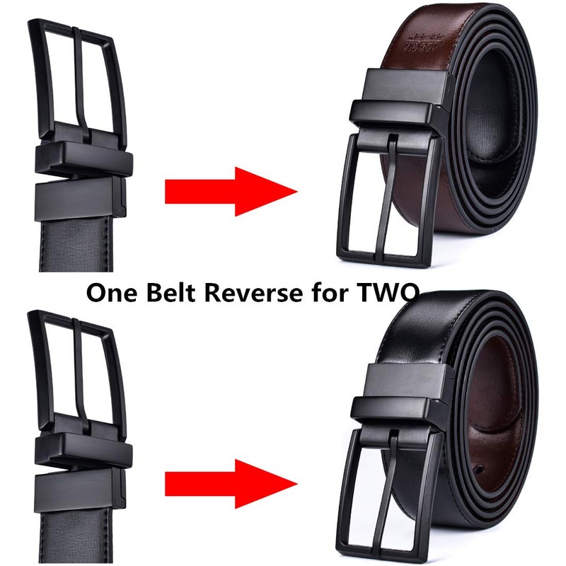 beltox fine Men's Dress Belt Leather Reversible 1.25" Wide Rotated