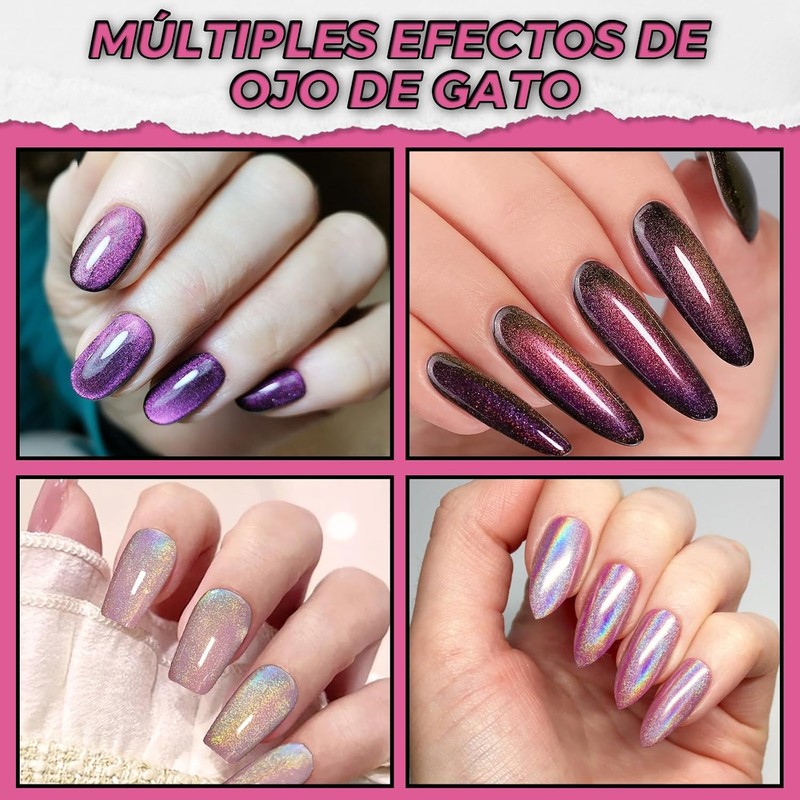 Kit 4pcs Imán de Uñas 3D Ojo de Gato Magnético