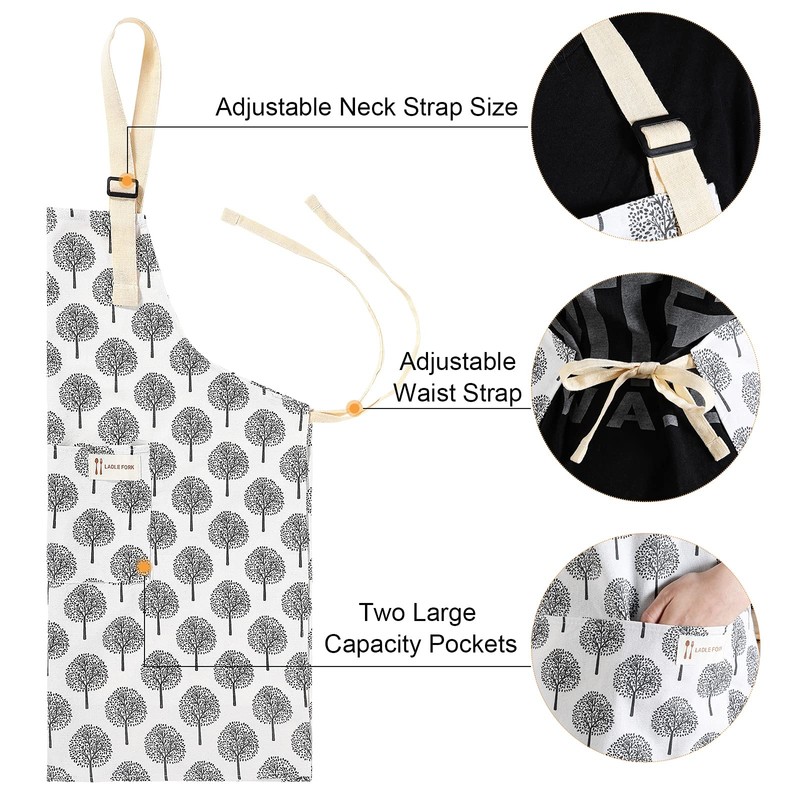 2 Pieces Linen Cooking Kitchen Apron for Women and Men