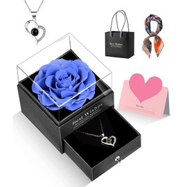 GOICC Eternal Rose Infinity Roses Valentine's Day with I Love You Necklace Gifts for Women Mum Grandma Wife Girlfriend Gift for Valentine's Day Her Rose Box for Mother's Day Wedding Anniversary